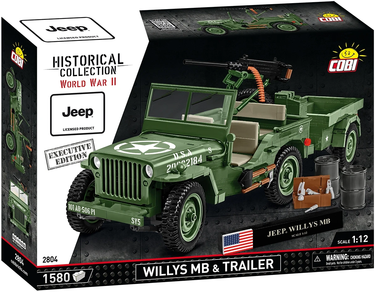 Cobi 1/12 Scale Willys MB & Trailer - Executive Edition Brick Model Kit [variant_option4]