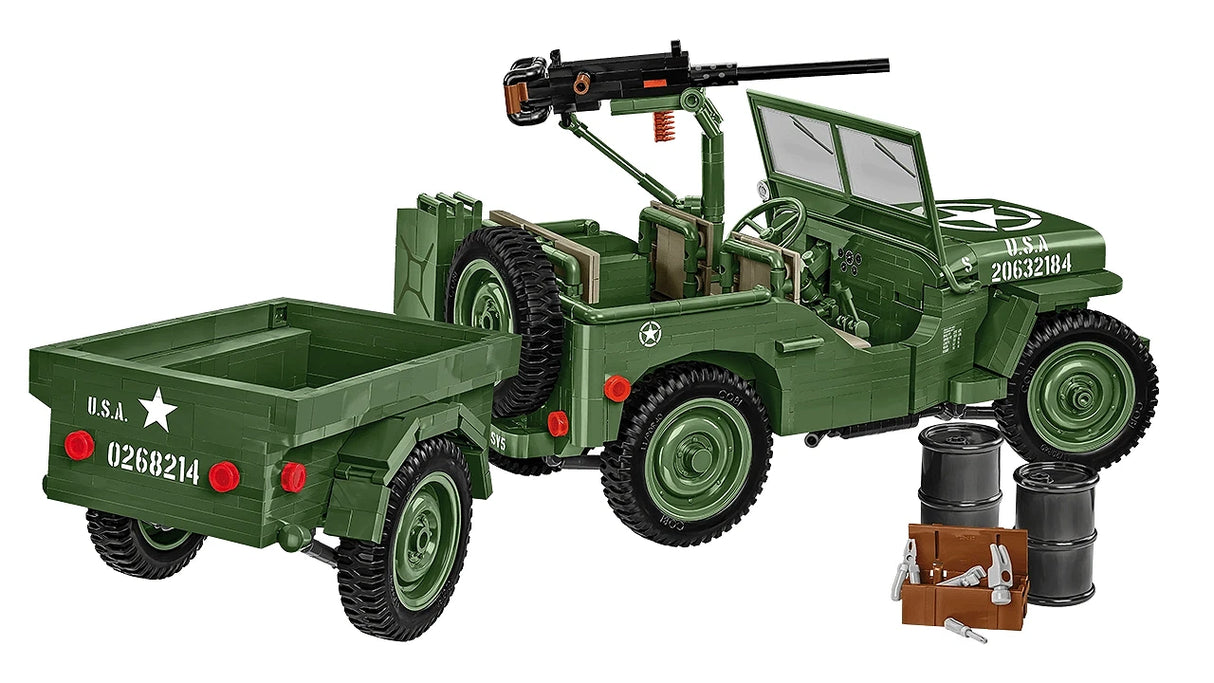 Cobi 1/12 Scale Willys MB & Trailer - Executive Edition Brick Model Kit [variant_option4]