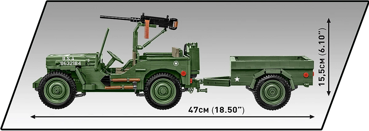 Cobi 1/12 Scale Willys MB & Trailer - Executive Edition Brick Model Kit [variant_option4]