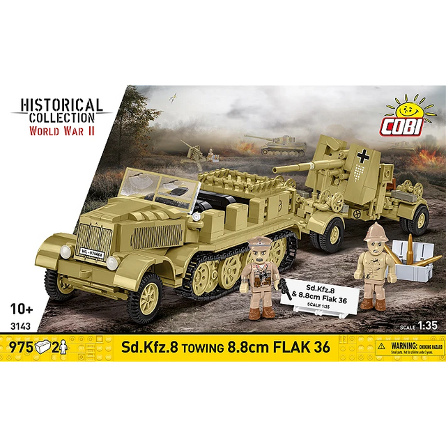 Cobi 1/35 Scale: Sd.Kfz.8 Towing 8.8cm Flak 36 Brick Model Kit Cobi