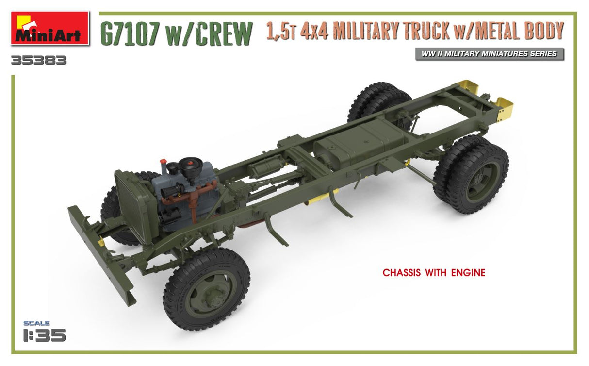 MiniArt 1/35 1.5t 4x4 Military Truck w/Metal body and crew Scale Model [variant_option4]