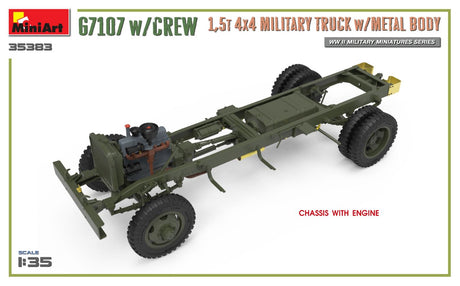 MiniArt 1/35 1.5t 4x4 Military Truck w/Metal body and crew Scale Model [variant_option4]