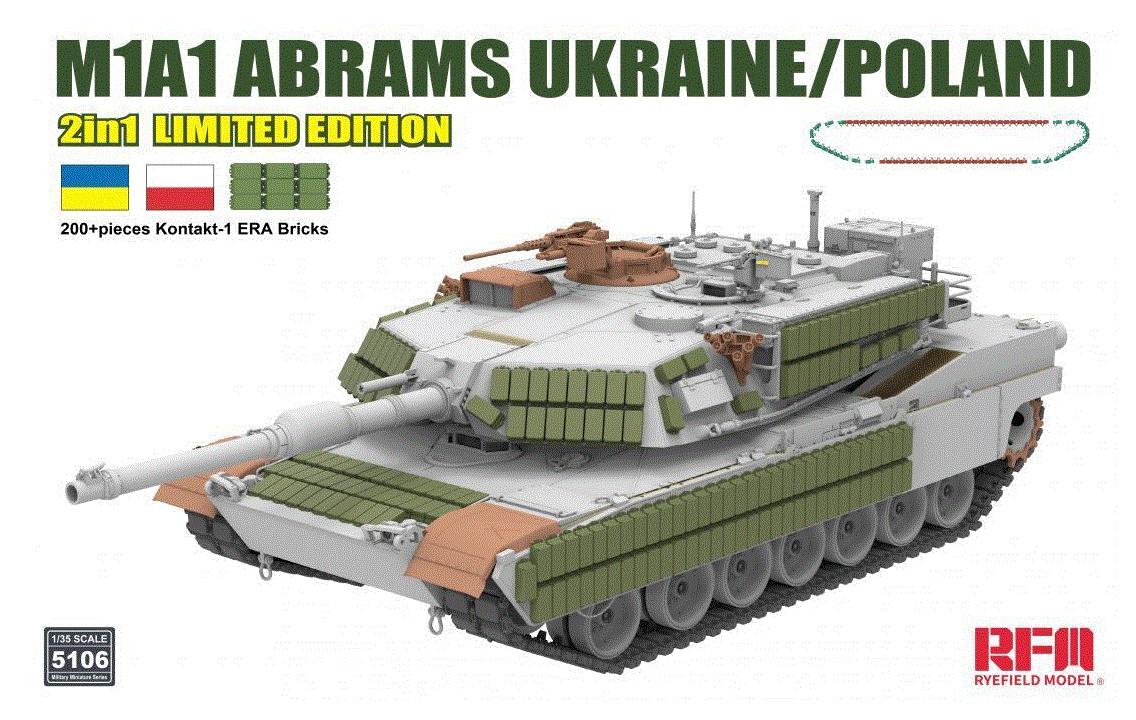Ryefield Model 1/35 M1A1 Abrams Ukraine / Poland 2in1 Ltd Edition