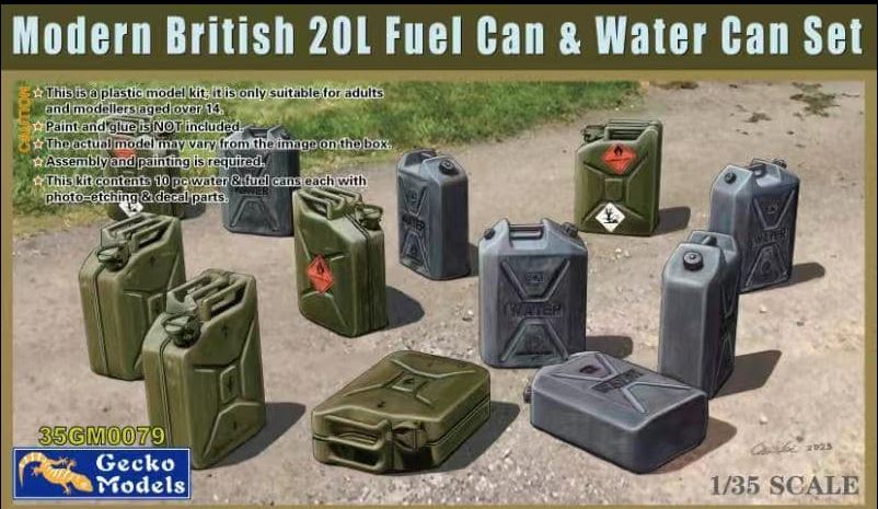 Gecko models 1/35 Modern British 20L Fuel Cans and Water Can Set