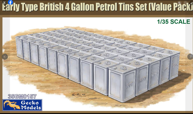 Gecko Models 1/35 WW2 Early British 4 Gallon Flimsies Petrol Tins (value pack) Scale Model Gecko