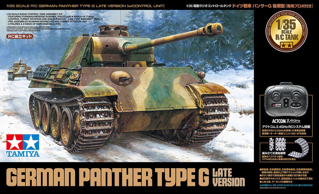 Tamiya 1/35 RC Panther G Late Version (with Control Unit), Includes Panther-Fibel Book.
