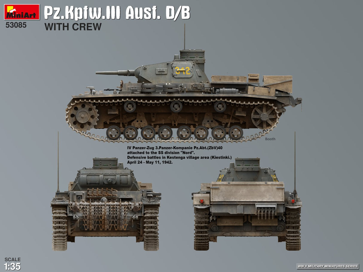 Miniart 1/35 Pz.Kpfw.III Ausf. D/B with Crew Scale Model MiniArt