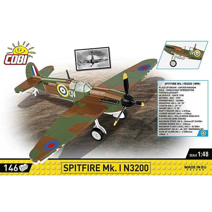 Cobi 1/48 Scale Spitfire MK.I N3200 Brick Model Kit Cobi