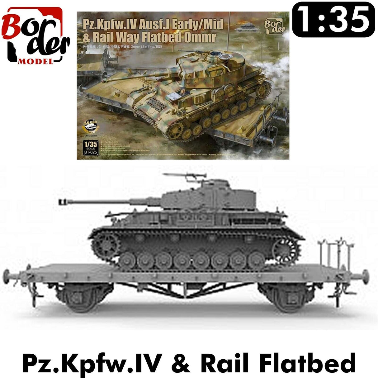 Border Model 1/35 Panzer 4 Ausf J Early/Mid and Railway Flatbed