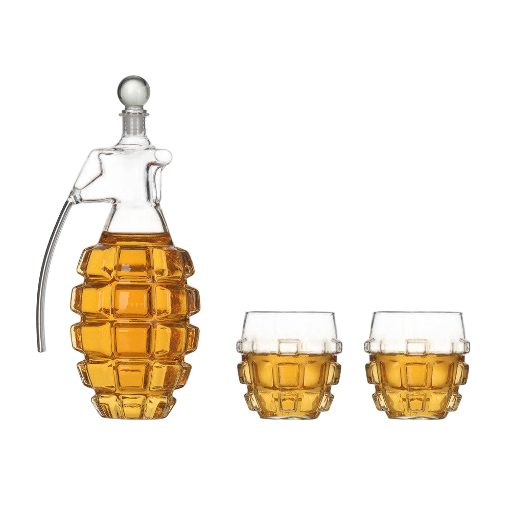 Grenade Decanter and Glasses