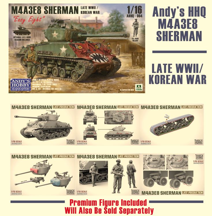 Takom 1/16 M4A3E8 Sherman “Easy Eight” Late WW2 / Korean War – The
