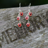 Poppy Red Flowers Drop Hook Earrings