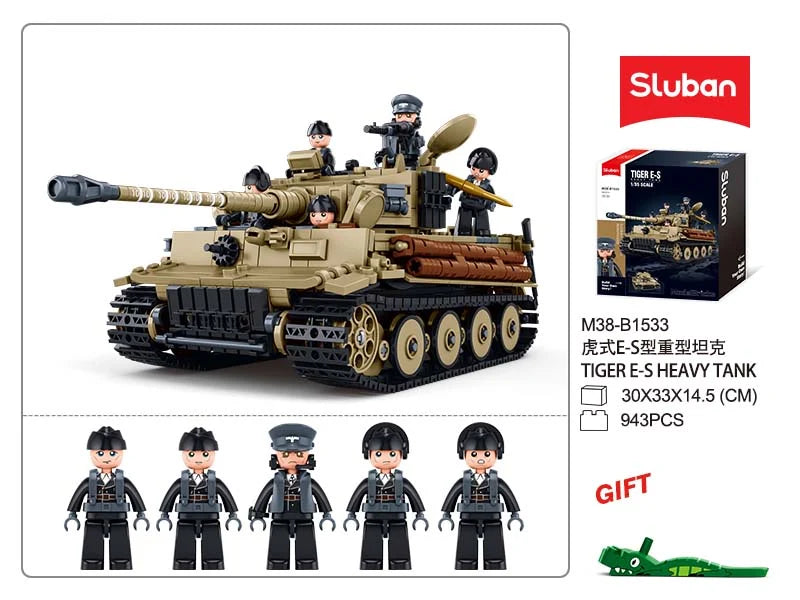Sluban 1/35 Tiger E-S CHECK Brick Model Kit Kombat