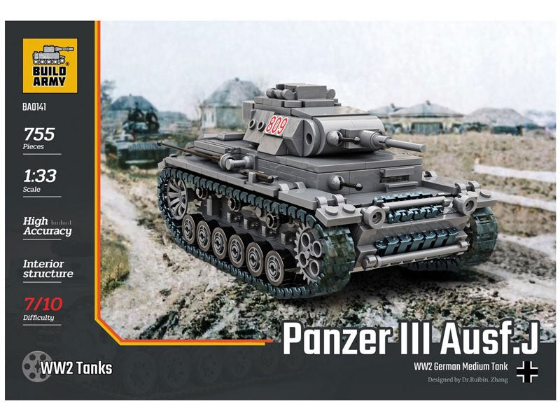 Build Army 1:33 Panzer III Ausf.J (CHECK) Brick Model Kit Build Army