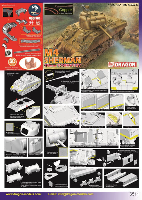 Dragon 1/35 M4 Sherman 75mm Normandy Tank Scale Model Dragon