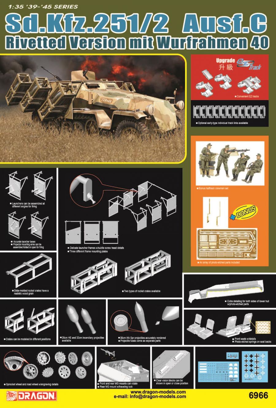 Dragon Models 1/35 SD.KFZ 251/1 AUSF C: Rivetted with Wurfrahmen 40