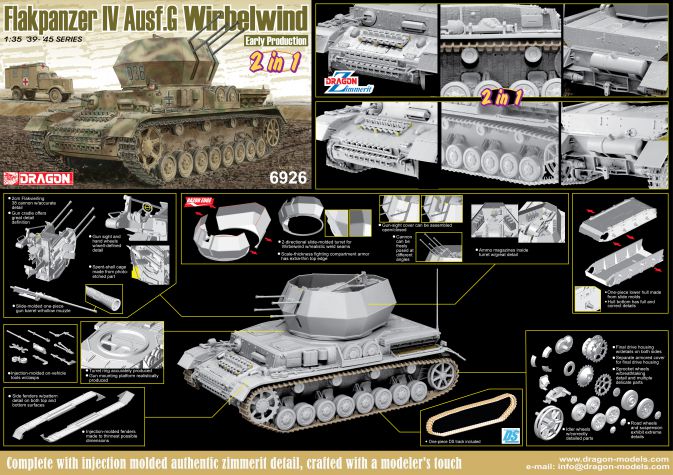 Dragon Models 1/35 German Flakpanzer IV `Wirbelwind` Early (2in1)