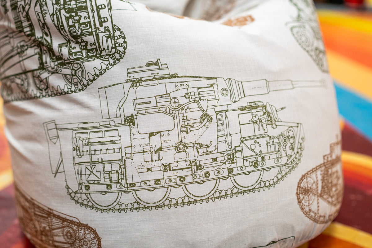 Tank Museum Bean Bag Cover: New Tanks Outline Homeware [variant_option4]