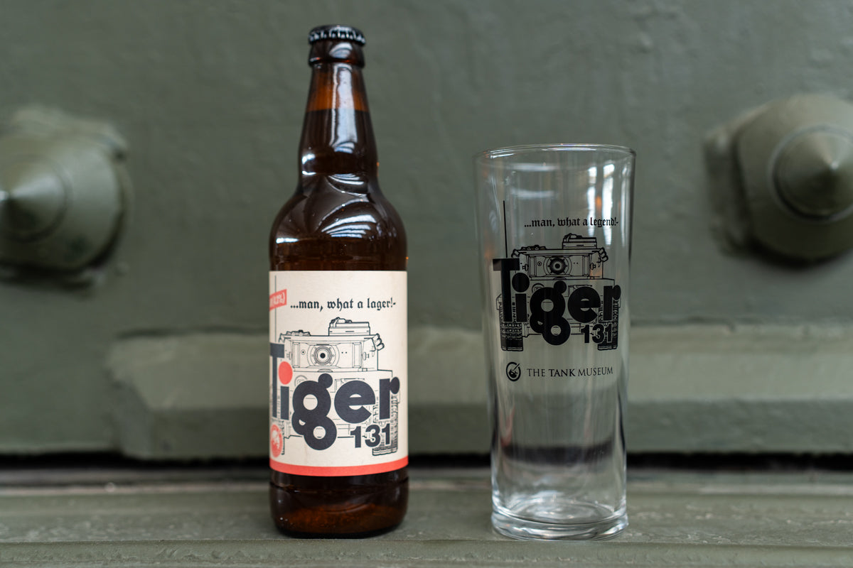 Tiger 131 Lager and Tiger 131 Pint Glass Gift Selection Drink The Tank Museum