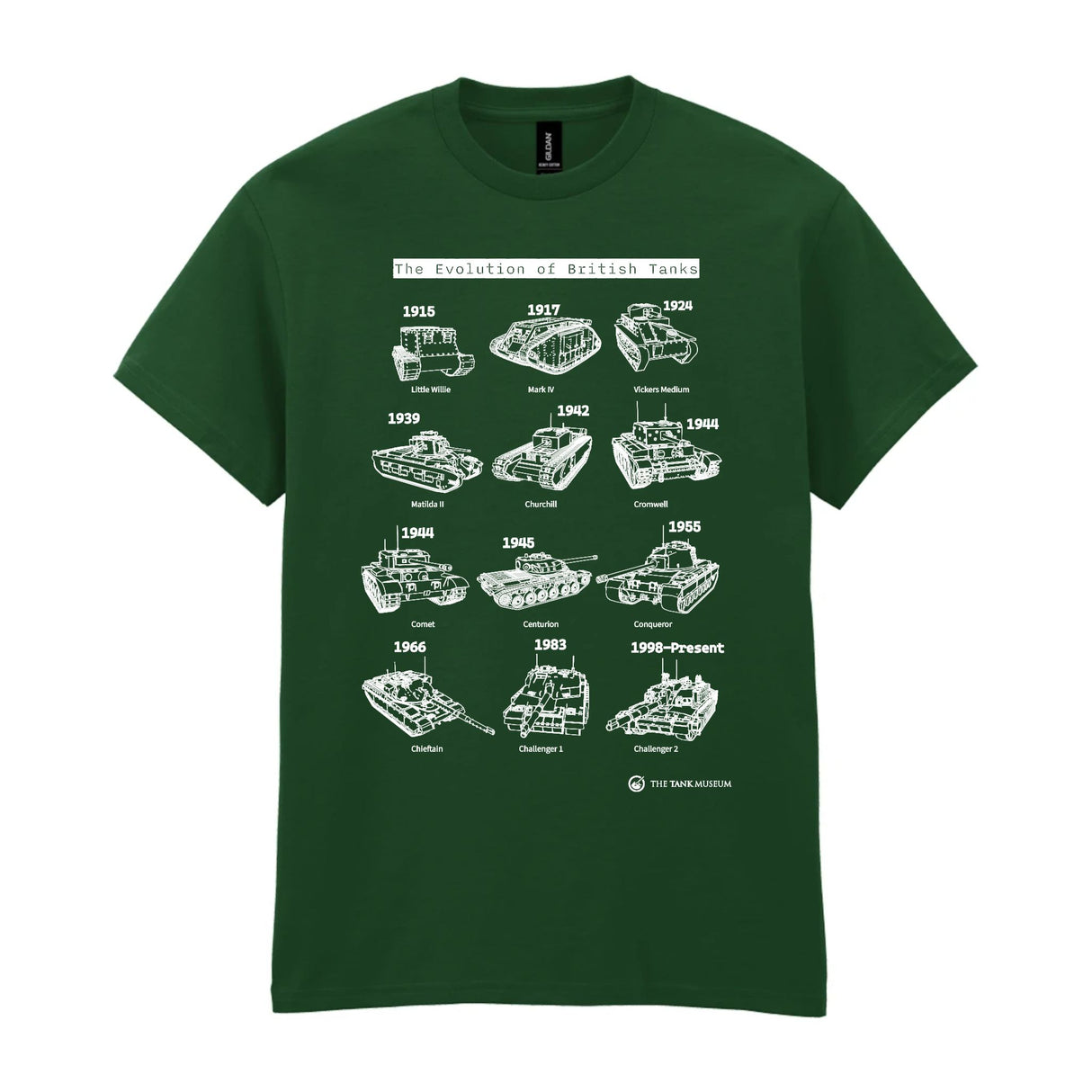 Evolution of British Tanks T-Shirt Green T-Shirt Aspire