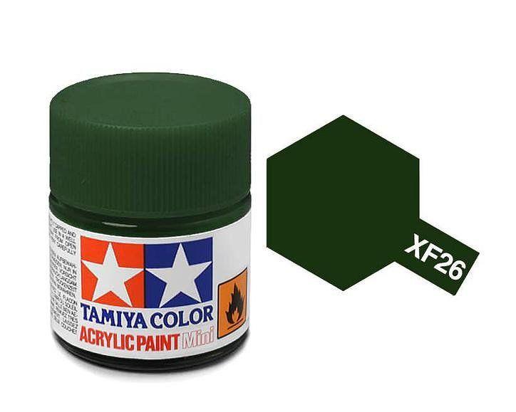 Tamiya 10ml Acrylic Paints (Flat): XF-21 to XF-28 Model Paint XF-26 Deep Green [variant_option4]