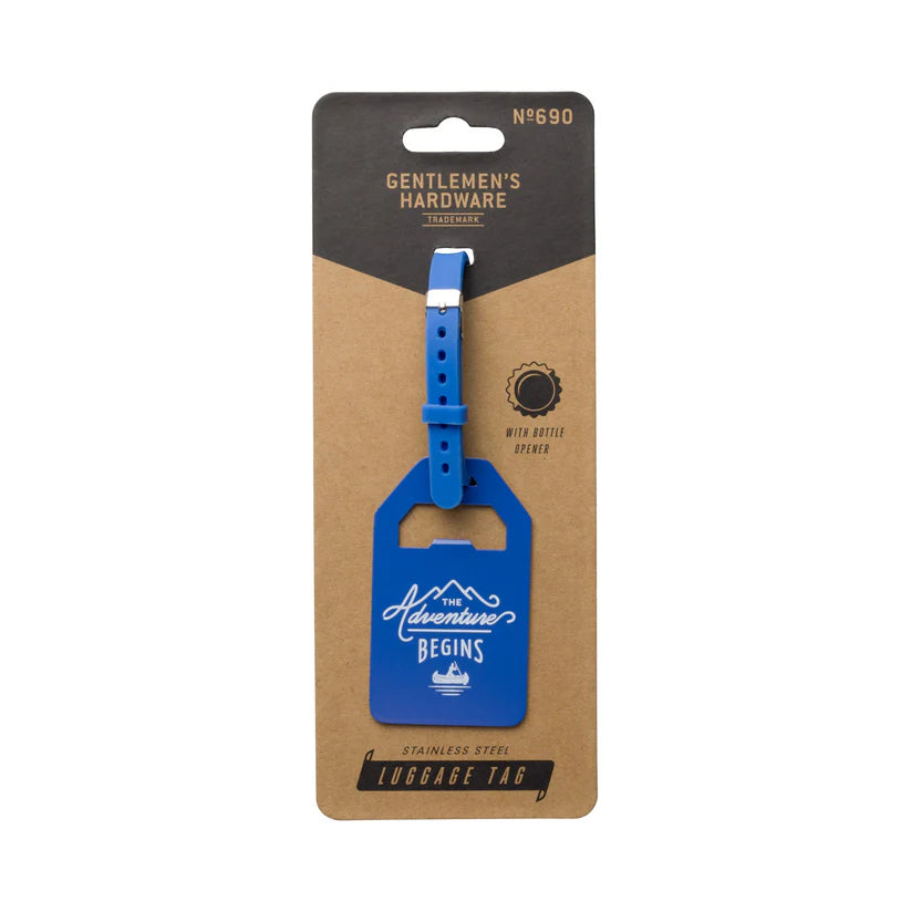 The Adventure Begins Luggage Tag - Blue