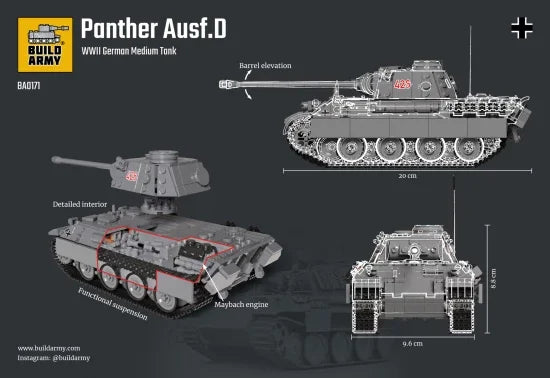 Build Army 1:33 Panther Ausf.D (CHECK) Brick Model Kit Build Army