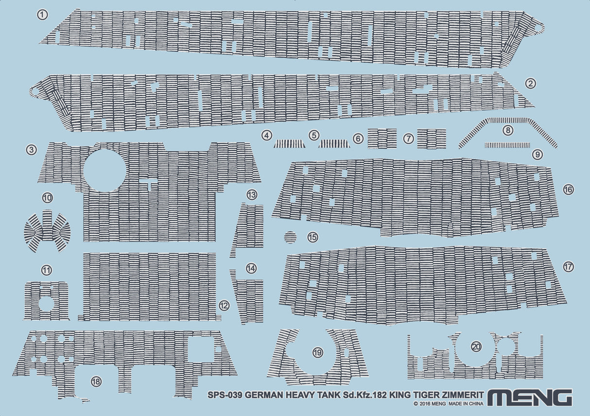 Meng Models 1/35 Scale Water Slide Zimmerit Decal for King Tiger Tank