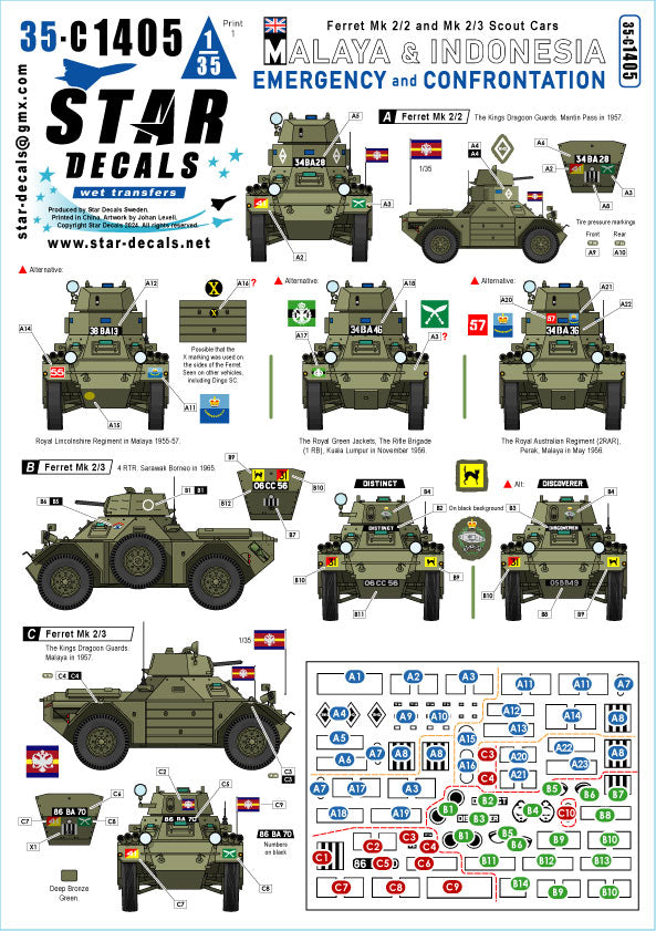 Malaya and Indonesia Decals for Ferret Scout Car Mk.2 Mk.2/2 and Mk.2/3