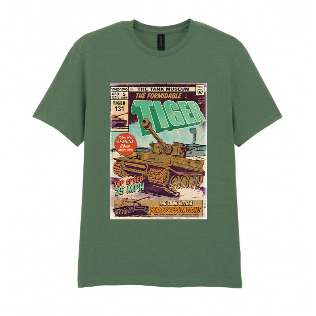 The Formidable Tiger Comic T-Shirt T-Shirt On Demand Star Editions Military Green S