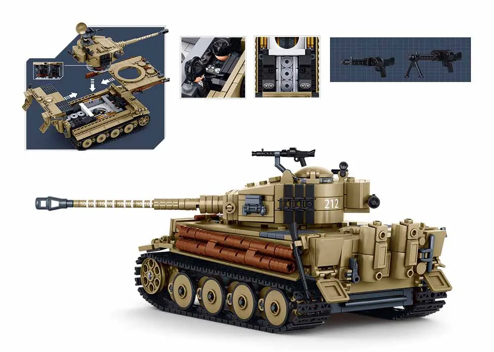 Sluban 1/35 Tiger E-S CHECK Brick Model Kit Kombat