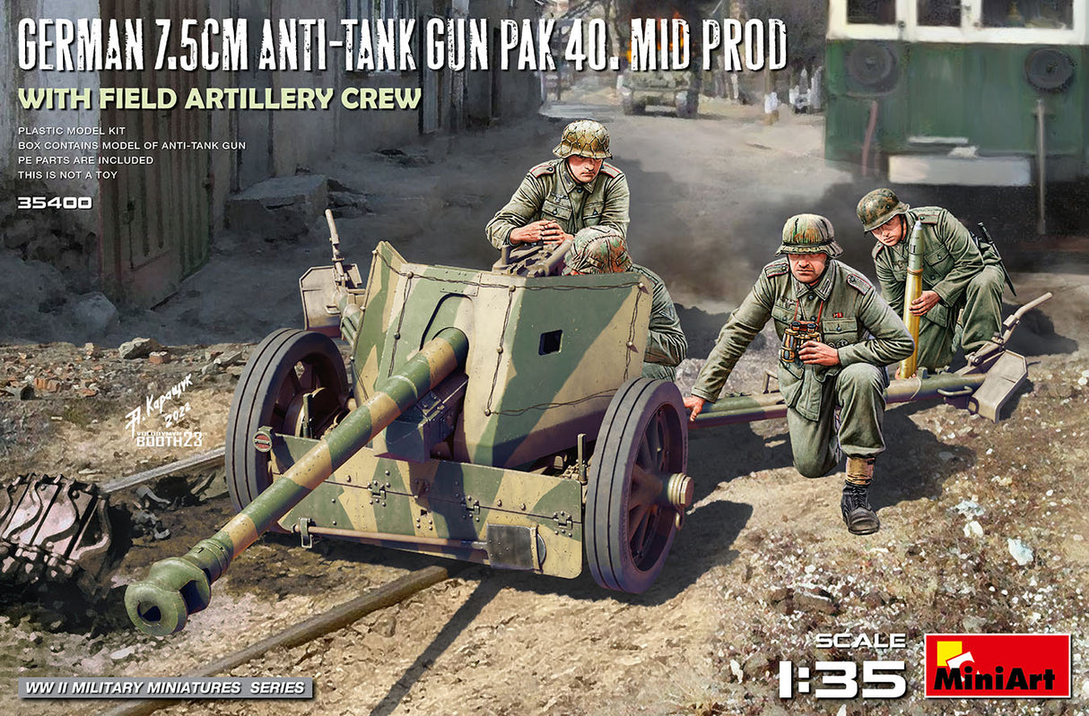 Miniart 1/35 German 7.5cm PaK 40 Mid with Crew. Scale Model [variant_option4]