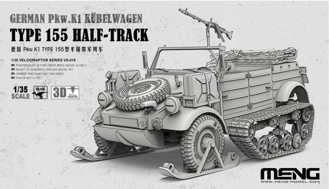 Meng 1/35 Kubelwagen Type 155 Halftrack Scale Model [variant_option4]