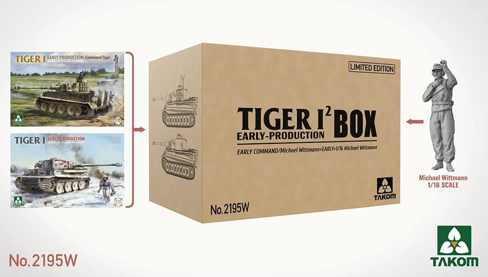 Takom 1/35 Tiger I Early Big Box Limited Edition Set (2 Tanks & 1 X 1/16 Figure) Scale Model [variant_option4]