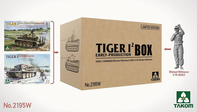 Takom 1/35 Tiger I Early Big Box Limited Edition Set (2 Tanks & 1 X 1/16 Figure) Scale Model [variant_option4]