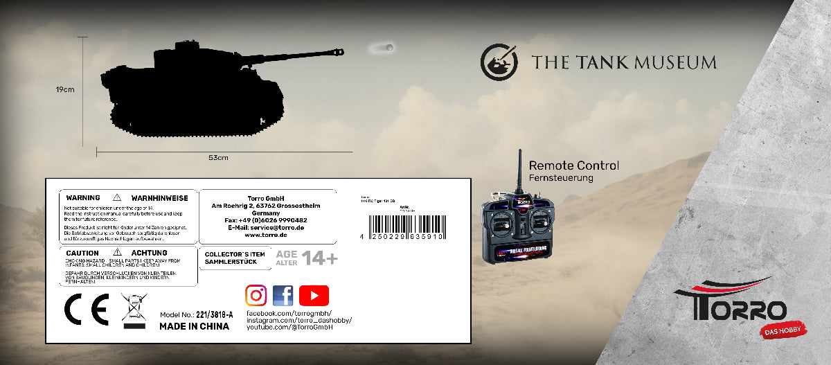 Torro Tiger 131 Remote Control Tank with BB Shooting Function Pre-Built Model [variant_option4]