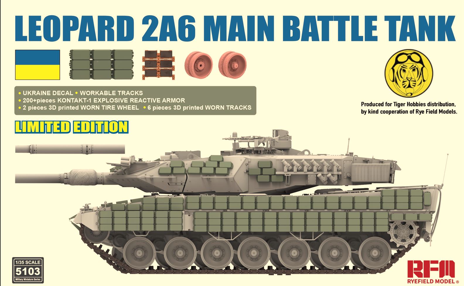1/35 Built Modern German Leopard 2A6 in Ukraine War Camo Netting Tank Model