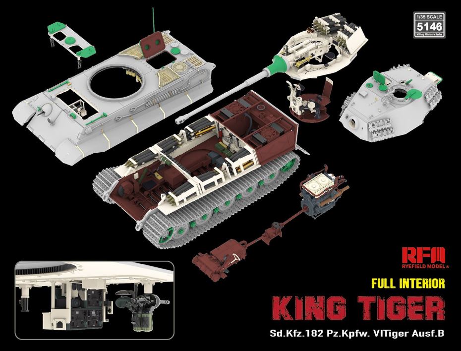 Ryefield Model 1/35 King Tiger, with full interior and paint set.