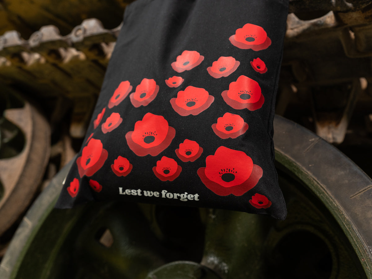 Remembrance Poppy Cotton Tote Bag Black Bags Portfolio Group