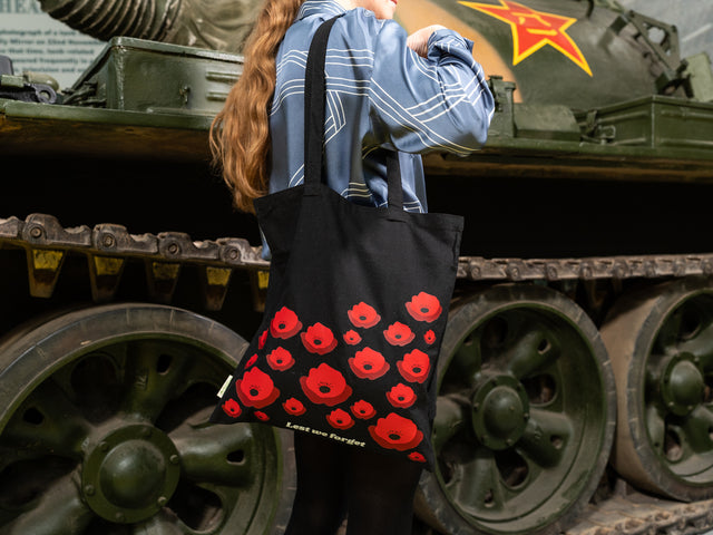 Remembrance Poppy Cotton Tote Bag Black Bags Portfolio Group