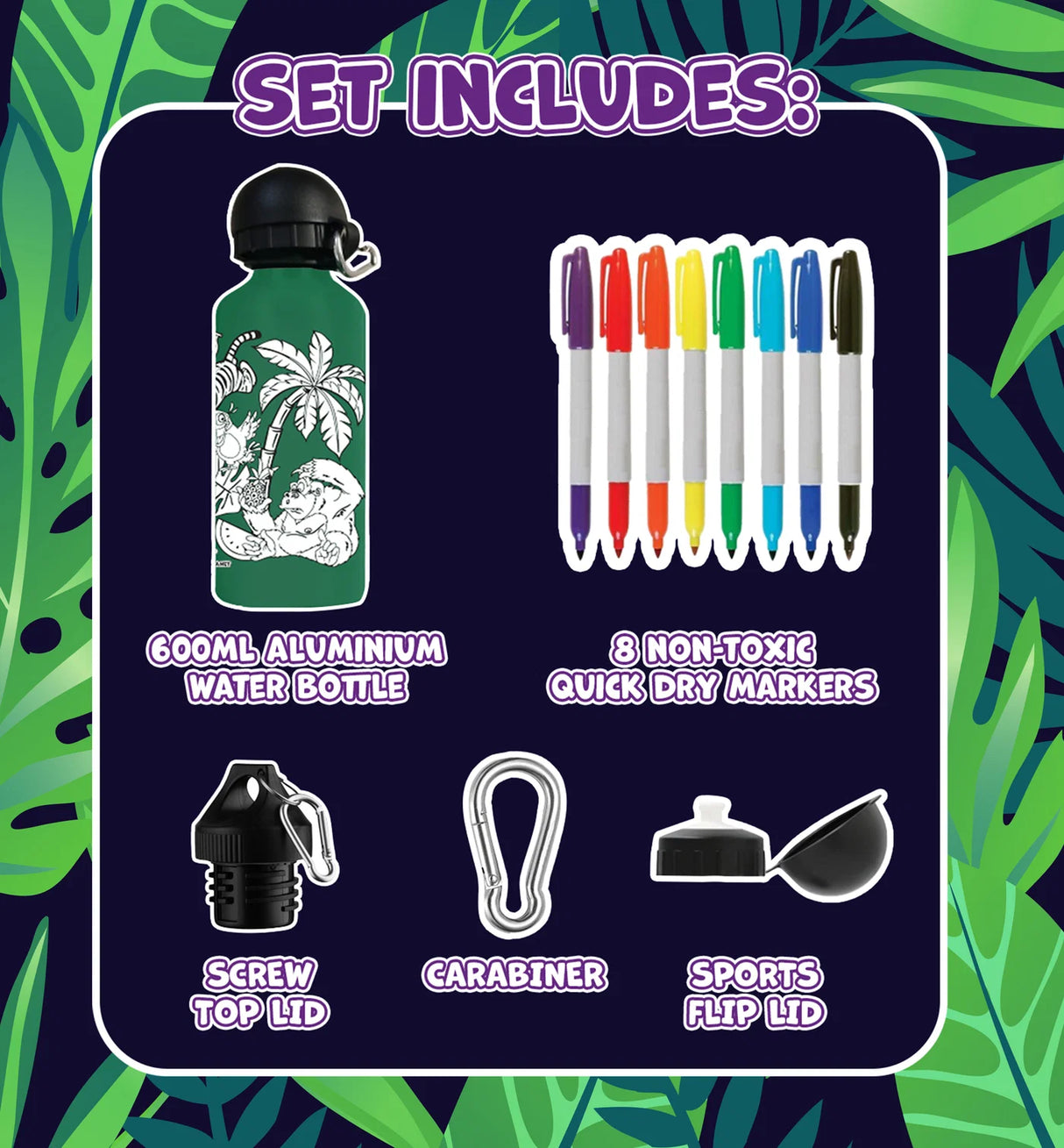 Colour in Water Bottle Safari Drinkware Splat Planet Limited