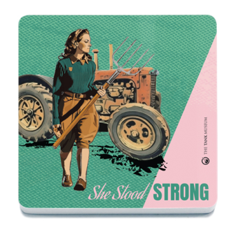 Women in Warfare She Stood Women Land Army Tractor Coaster