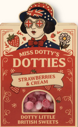Sir Winston Churchill and WW2 inspired Nostalgic 'Grown Up' Sweets Food Sweet Snob Dotties - Strawberries & Cream sweets