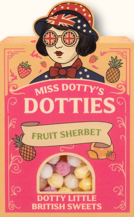 Sir Winston Churchill and WW2 inspired Nostalgic 'Grown Up' Sweets Food Sweet Snob Dotties - Fruit Sherbet sweets