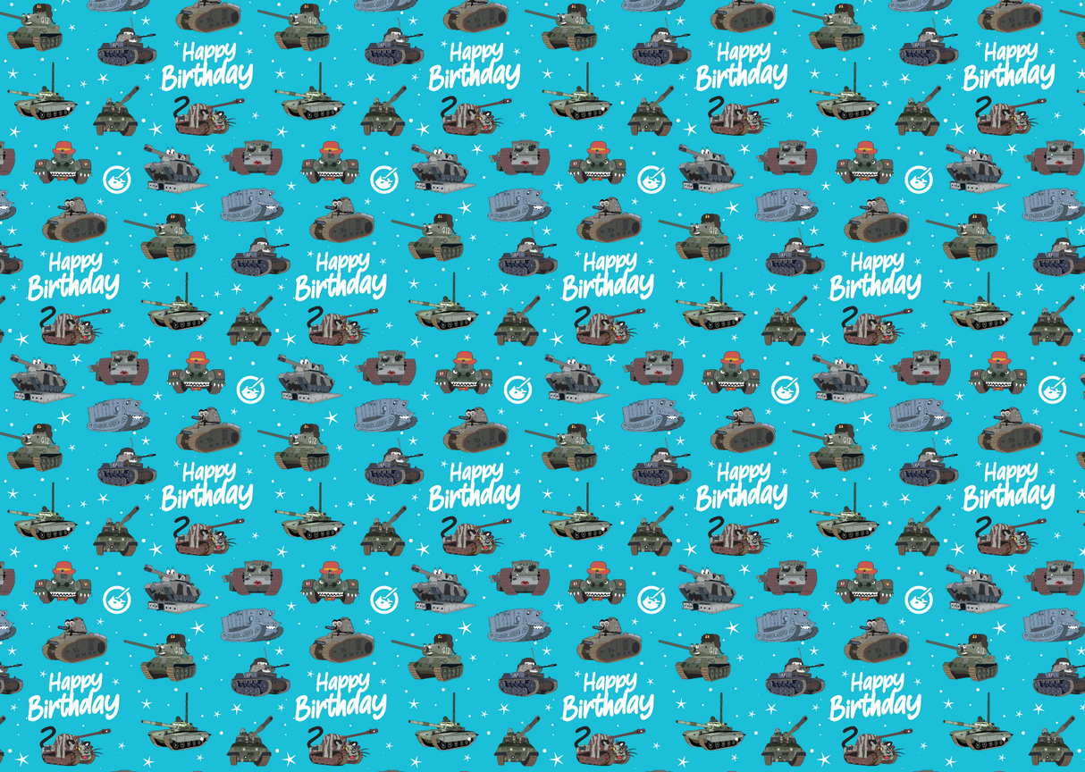 Tank Museum Wrapping Paper - Two sheet pack Wrapping Paper Birthday Blue [variant_option4]