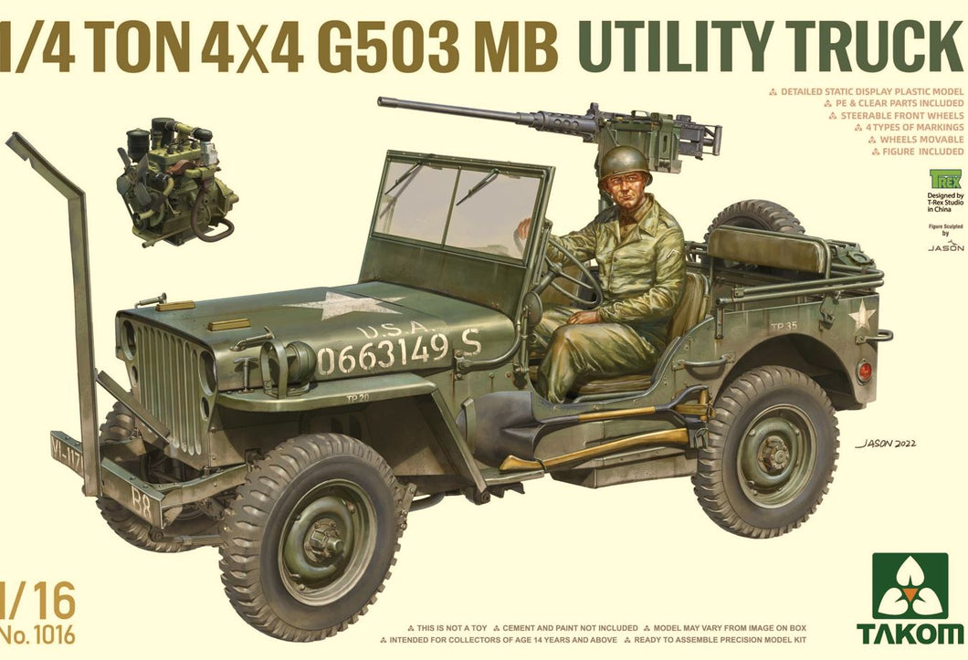 Takom 1/16 Scale US Army 1/4 Ton Utility Truck & Driver