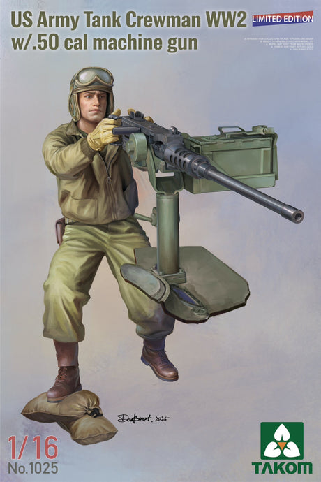 Takom 1/16 Scale US Army Tank Crewman WW2 with 50 Cal MG. Scale Model [variant_option4]