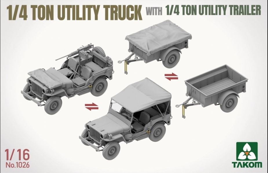 Takom 1/16 Scale ¼-ton Utility Truck & Utility Trailer