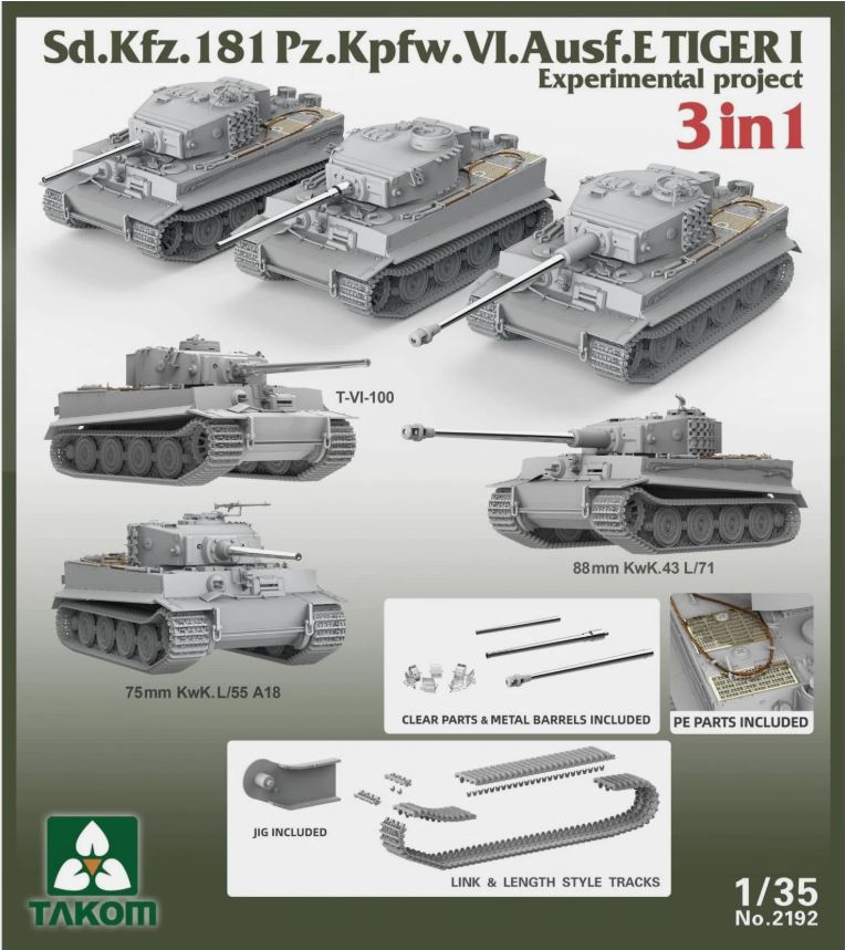 Takom 1:35 Tiger I Sd.Kfz.181 Pz.Kpfw. VI Ausf.E Experimental Tank