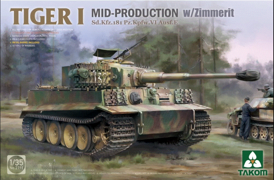 Takom 1:35 Tiger I Mid-Pproduction w/Zimmerit Sd.Kfz.181 Pz.Kpfw.VI